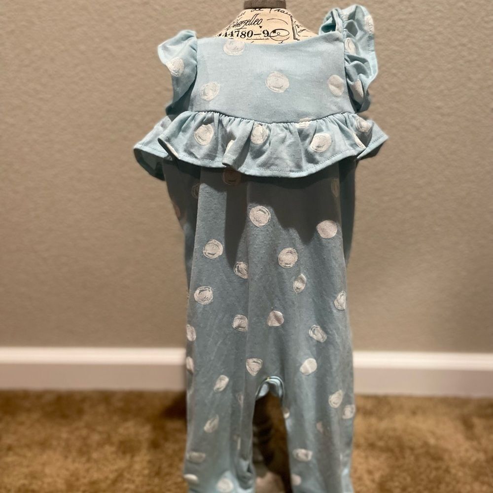 Jessica Simpson Baby Girl Light Blue with White Polka Dot Romper - Size 18M